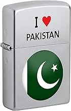 Zippo 205 Ci412703 Regular Satin Chrome I Heart Pakistan Design Windproof Lighter