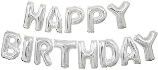 Unique Happy Birthday Letter Banner Kit Foil Balloon, Silver, One size