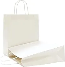 Showay Kraft Paper Bags - 50Pcs Craft Gift With Sturdy Handles Great For Shopping,Party,Gift,Birthday,Wedding,Party Celebration,Lunch,Merchandise And Retails (White, 21 * 15 8 Cm)