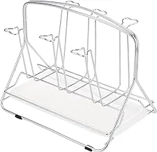 Delcasa Dc1690 6 Pcs Chrome finish Glass Rack With Tray Glass Drainer Storage Drying Rack Glass Holder Rack Drying Holds 6 Cups Ideal For Storing/Draining/Drying Cups, Mugs, Glasses, Silver