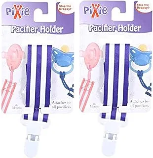 Pixie Pacifer Holder Navy Stripe Print, (Pack of 2)