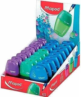 Maped 1 Hole Shaker Sharpener (Pack Of 25), Assorted Colors