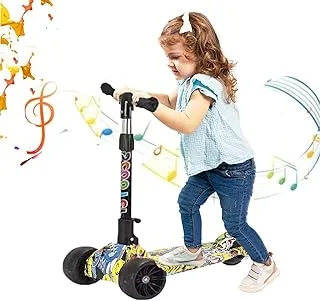 COOLBABY Kid's scooter,mini 3 wheel adjustable kick scooter, with PU flashing wheels and music,the best gifts for children from 3 to 10 years old