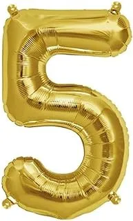 The Party Popper Number 5 Balloons, 40 inch Length, Gold