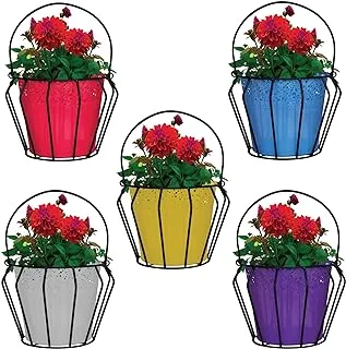 TrustBasket Set of 5 Lupin Flower Hanging Basket with Lace Planter (Pink, Yellow, Blue, Purple and Ivory) - Plant Containers Basket, Home Gardening, Office Use Indoor/Outdoor and Balcony Decoration