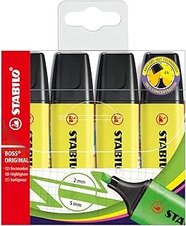 Stabilo BOSS ORIGINAL 70/4-24 ,Pack of 4 ,Highlighter Pen - Yellow