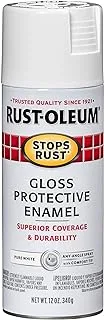 Rust-OlEUm يوقف الطلاء بخاخ المينا اللامع الواقي من الصدأ - 250702-12 أونصة ، أبيض نقي