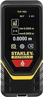 Stanley 50M TLM165 Laser Measure 0.1 → Range ±1.5mm Accuracy with Multi-Measurement Modes Pythagorean, Distance, Area&Volume Bluetooth, Yellow/Black, STHT1-77139, 2 Year Warranty