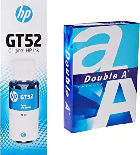 Hp Gt52 Cyan Original Ink Cartridge M0H54Ae & - Printer Copy Paper, Size A4, Gsm 80, 500 Pages Ream