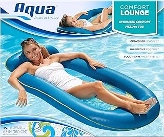 Aqua LEISURE Comfort Luxury Water Lounge, X-Large, Inflatable Pool Float with Headrest & Footrest, Bubble Waves (AQL11310WA)