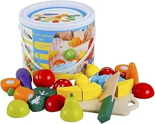 Faster General Trading Wooden Kitchen Cutting Fruits Vegetables Colorful Baby Puzzle Toys Early Educational Magic Stickers, CUTTING01