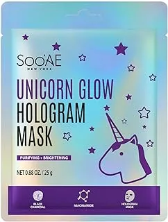 Soo’Ae New York. Unicorn Glow Hologram Face Sheet Mask. Antioxidant Rich Made In Korea.