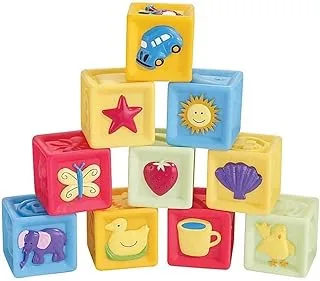 Aoyo 10Pcs/Set Baby Blocks Toys Non-Toxic Soft Plastic Cartoon Cube Building Children Educational Soft Rubber Blocks, Multicolor, Learbock01