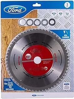 Ford Tools 60T Carbide-Tipped Circular Saw Blade For Wood And Metal Cutting, 254 X 30 X 2.4Mm, Fpta-12-0025