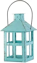 Kate Aspen Vintage Distressed Decorative Lantern, Blue, Extra Large (Pack Of 1)