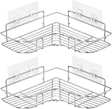 أرفف دش زاوية من SKY-TOUCH مكونة من قطعتين ذاتية اللصق بدون حفر مثبتة على الحائط منظم أرفف تخزين الدش للحمام والمطبخ والمرحاض ， فولاذ مقاوم للصدأ