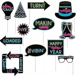 New Year's Neon Colors Glow Jumbo Photo Props