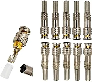 Royal Apex Solder Less Twist Spring BNC Connector Jack for CCTV Camera Surveillance Kit System (Pack of 10)