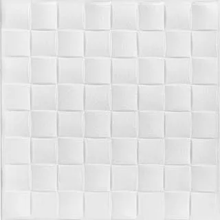 A La Maison Ceilings R25 Basket Weave Foam Glue-up Ceiling Tile (21.6 sq. ft./Case), Pack of 8, Plain White