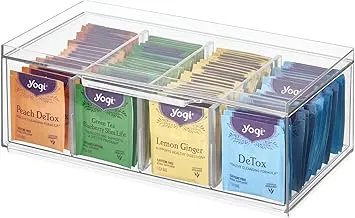 iDesign BPA-Free Plastic Stackable Tea Organizer Drawer with Lid, 12.59