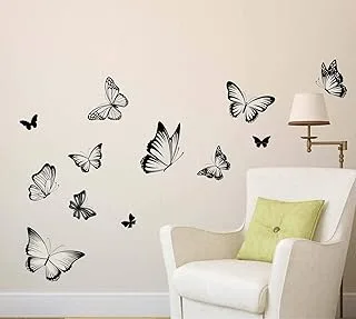 StickieArt Butterflies Black & White Wall Stickers Home Decoration DIY Removable Wall Decals For Living Room Bedroom, Medium - 50 x 70 cm, STA-161