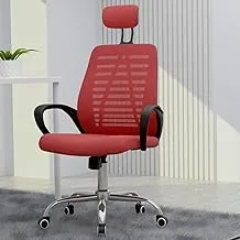 Mahmayi Sleekline 1004 Mesh Task Low Back Chair Waiting Room & Reception Mesh Chair Thick Padding with Durable Armrests Ergonomic Swivel Executive Chair Adjustable Stool Rolling Swivel Chair (Red)