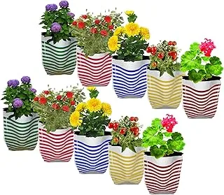 TrustBasket Premium Colorful Stripe Grow Bag - Set of 10 (20 * 20 * 35 cm)