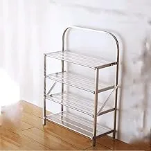 Free Installation Stainless Steel Shoe Rack Four-Layer Folding Shoe Rack Multilayer DUStproof Creative Fashion Simple Modern