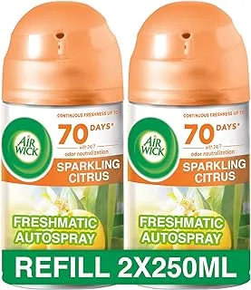 Air Wick Freshmatic Autospray Refill, Sparkling Citrus Fragrance, Eliminates Bad Odour like Cat Litter Smell, 250 ml (Pack of 2)