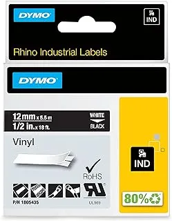 متوافق مع 1805435 من Neouza لشريط ملصق Dymo Rhino Pro Ind من الفينيل (1/2 بوصة ، أبيض على أسود)