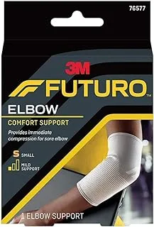 Futuro Comfort Elbow Support Small size, 1 unit/pack | Beige color | 76577ENR | Provides inmediate compression for sore elbow| Mild support | Elbow support