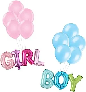 PARTY TIME - A BOY and GIRL Letter Foil and Latex Balloons Children Party Decoration Birthday Party Balloon Sets Party Inflatable Helium Balloon Gender Reveal Baby Shower