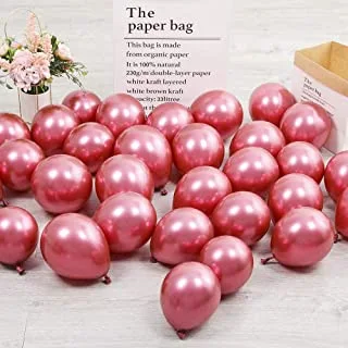 PARTY TIME - 25 Pieces Metallic Chrome Pink Shiny Latex Balloons for Kids Birthday Wedding Party Events and Decorations Supplies - (5 Inches)