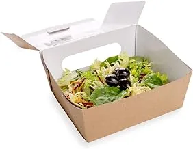 Paper Lunch Box, Take Out Lunch Box, To Go Lunch Box with Two Windows - Large Sized at 41 oz - Cafe Vision - 200ct Box - Restaurantware