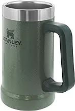 Stanley Adventure Vacuum Stein 0.7L / 24oz Hammertone Green – Keeps Beer Cold for 7 hours | Stainless Steel Beer Stein with Handle | Vintage Beer Stein | Dishwasher Safe