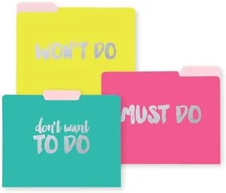 C.R. Gibson Multicolored ''Won'T Do, Must Don'T Want To Do'' Cute File Folders, 11.5'' L X 9.5'' W, 9 Folders