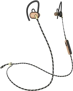 House of Marley EM-FE063-BA Uprise In-Ear Headphones, Sweat-Proof & Weather Resistant, IPX5 Rated, Customizable Fit, Microphone & 3-Button Controls, Tangle-Free Braided Cable - Brass, Bluetooth