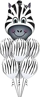 PARTY TIME - 7 Pieces Zebra Jungle Safari Animal Pattern Latex and Foil Balloons Set for Zoo Safari Themed Birthday Party Decorations Baby Shower Supplies