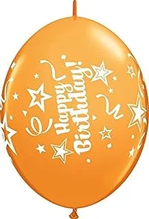 Qualatex Happy Birthday Printed Qlink Party Banner Balloons 10-Pieces, 12-Inch Size, Assorted