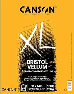 Canson XL Series Bristol Vellum Paper Pad, Heavyweight for Pencil, Finish, Fold Over, 100 Pound, 11 x 14 Inch, Bright White, 25 Sheets