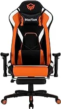 Meetion Leather, Adjustable Handrail, Scalable Footrest Gaming Chair Comfortable Reclining With Chr22, Black And Orange