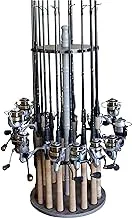 Rush Creek Creations Vertical Fishing Rod Holder Round Storage Floor Rack – Store 16 Fishing Pole Combos for Garage Storage - Sturdy Construction with No Tool Assembly, one size