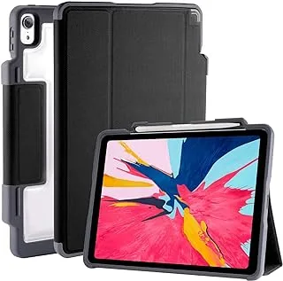 STM DUX PLUS Rugged Case for Apple iPad Pro 11(2018) - Anti-Slip/Kids Friendly/Drop Protection Folio Case, w/Pencil Holder, Clear Transparent Back, Sleep/Wake Function, Multi-View Black, One Size