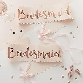 Ginger Ray Hen Party Bridesmaid Sash 2-Pieces Pack, Pink/Rose Gold