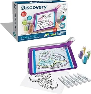 Discovery Kids Neon LED Glow Drawing Board (Stencil Kit with Sprinkles, Glitter, Glue, and Shaker)