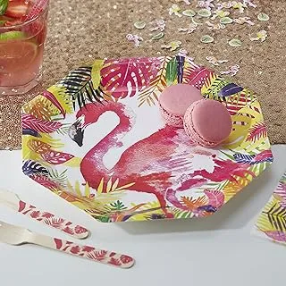 Ginger Ray Flamingo Fun Paper Plates, 25 Cm Diameter