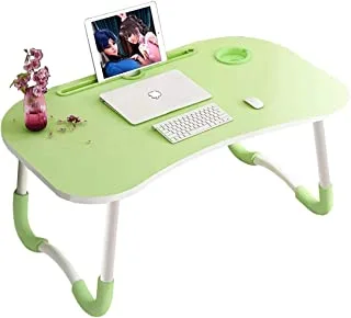 Foldable laptop table tray portable lap desk notebook stand with ipad holder cup slot adjustable for indoor outdoor camping study eating reading watch movies on couch sofa floor (red) (green)