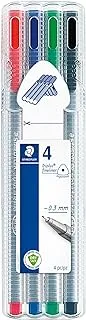 Staedtler 334 Triplus Fineliner Superfine Point Pens, 0.3 Mm, Assorted Colours, Pack Of 4