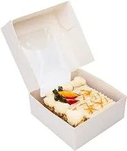 Paper take out container, paper to go box with window - white - square 3.9'' - 11 oz - cafe vision - 200ct box - restaurantware