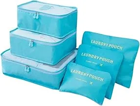 Sky-Touch 6pcs Set Travel Luggage Organizer Packing Cubes Set Storage Bag Waterproof Laundry Bag Traveling Accessories - Light Blue, 6974042151386, Travel Bag